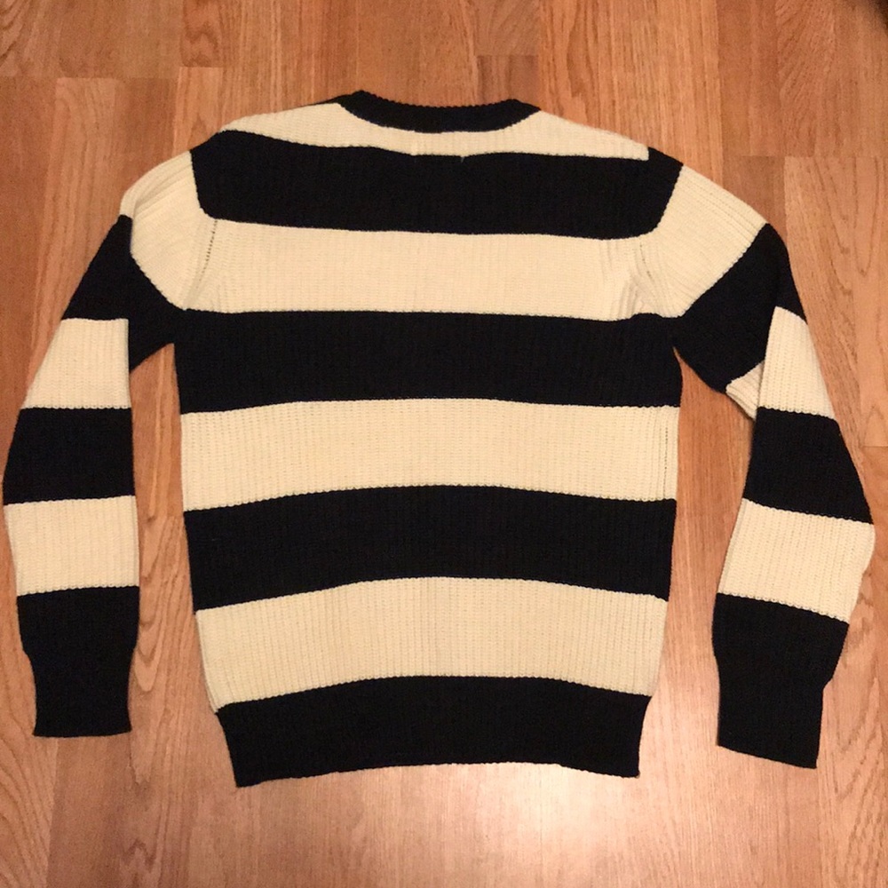 Scotch & Soda color block striped chunky heavy knit crewneck oversized sweater - Picture 13 of 15